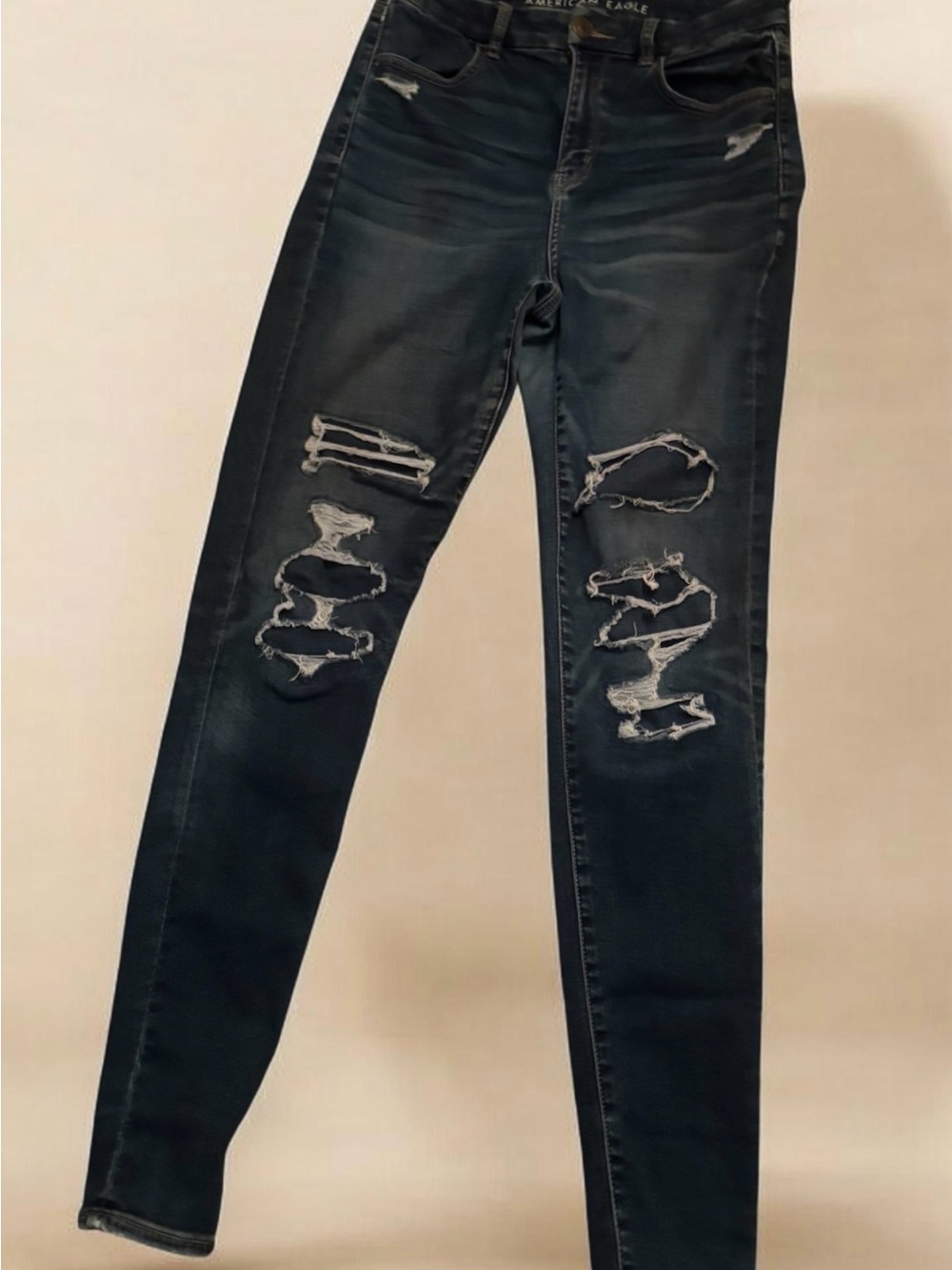 American Eagle Outfitters Dark Blue Distressed Skinny Jeggings - Women